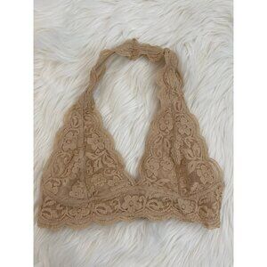 Beige Lacey Halter Bralette